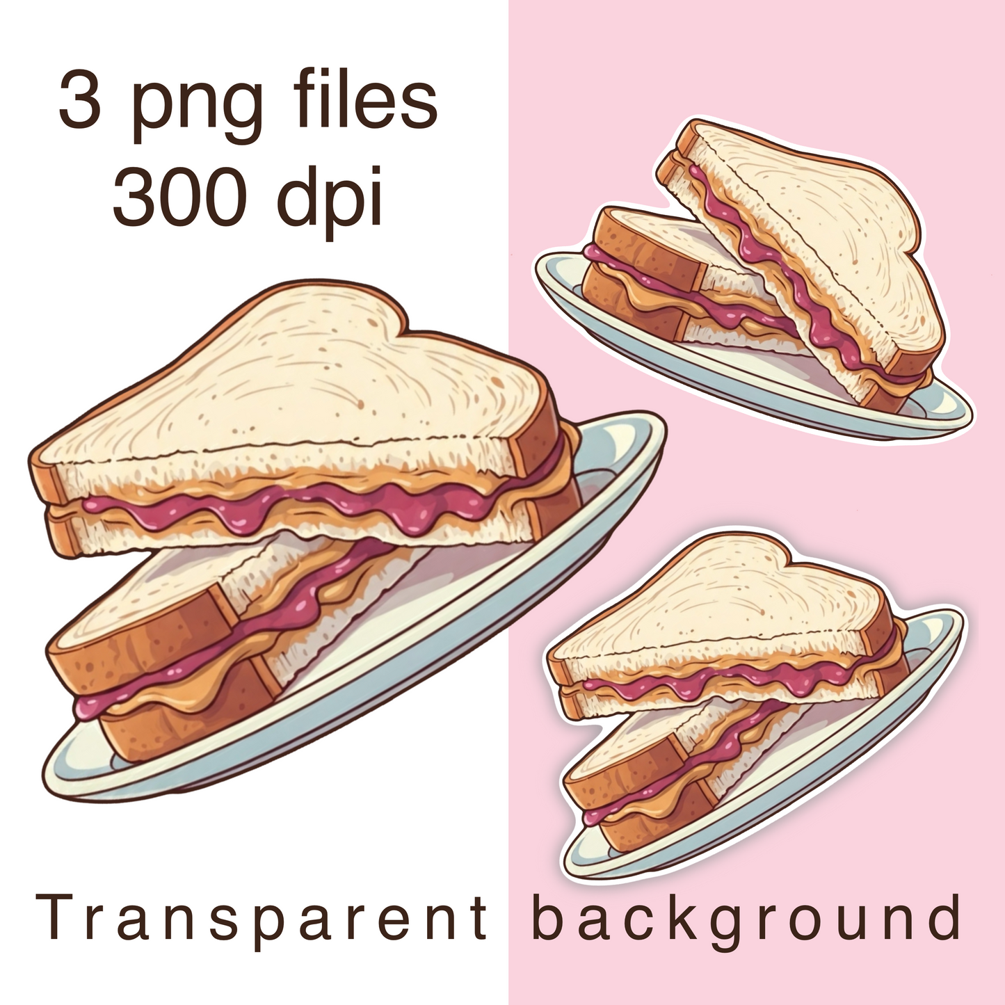 Pb&j on plate clipart