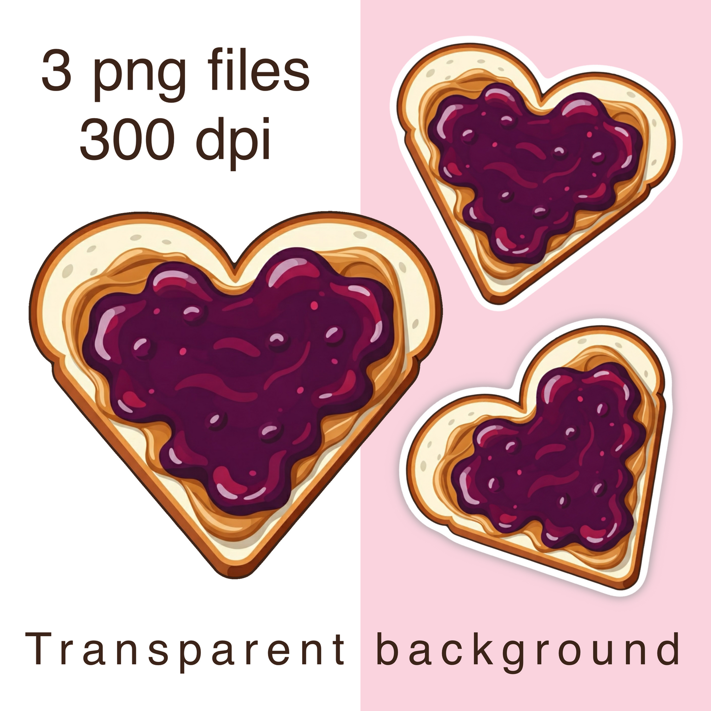 Peanut butter and jelly heart clipart