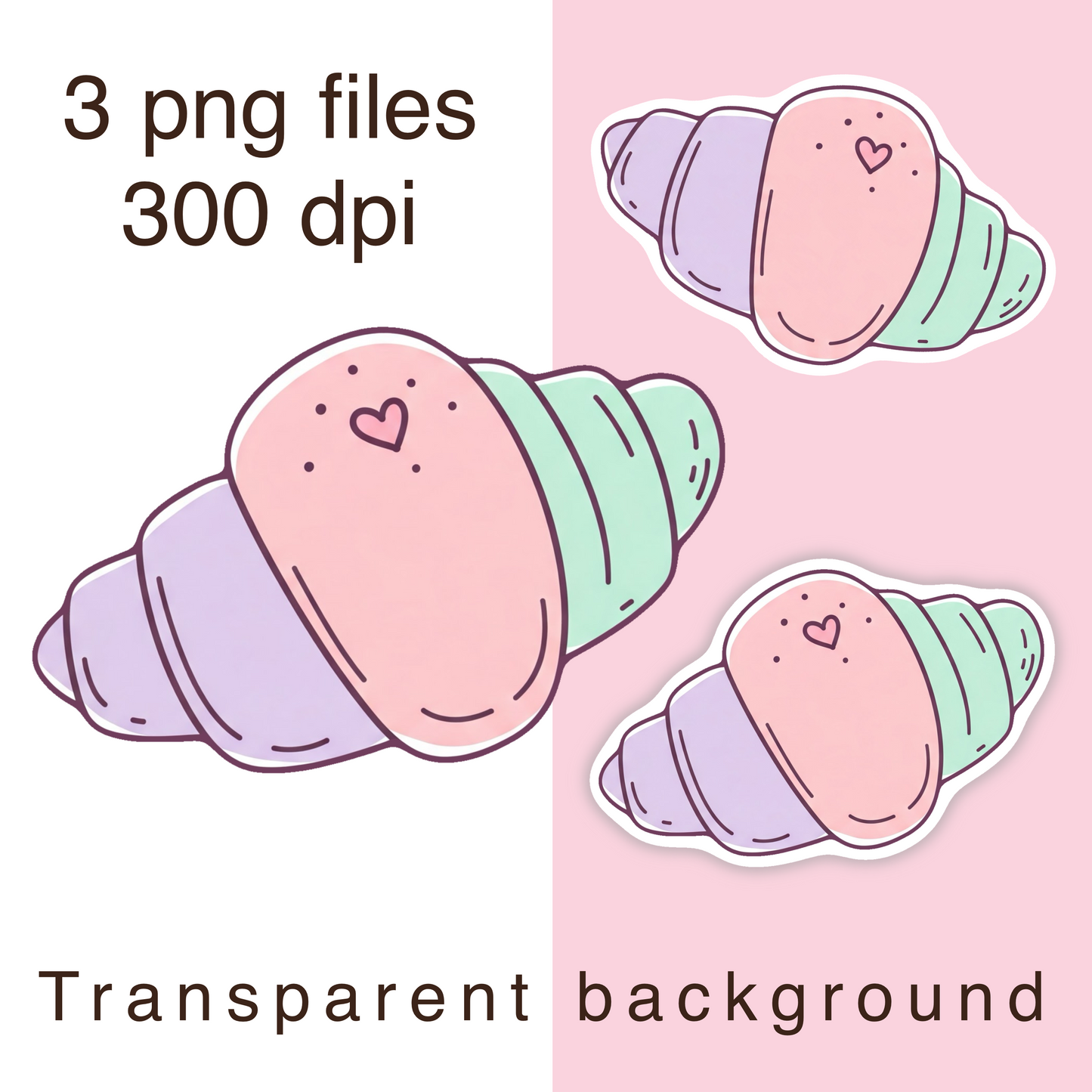 Pastel croissant clipart