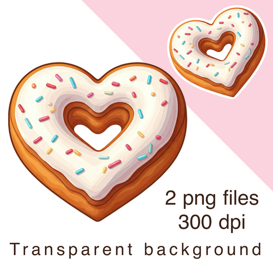 Heart shaped donut clipart