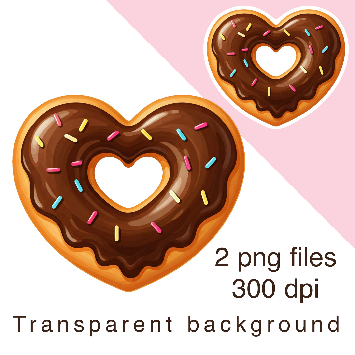 Chocolate heart donut clipart