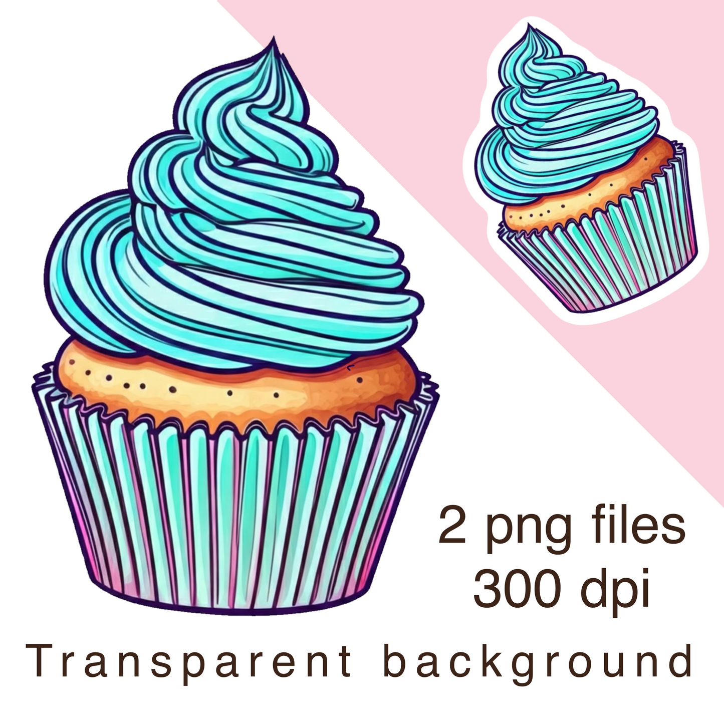 Neon blue cupcake clipart